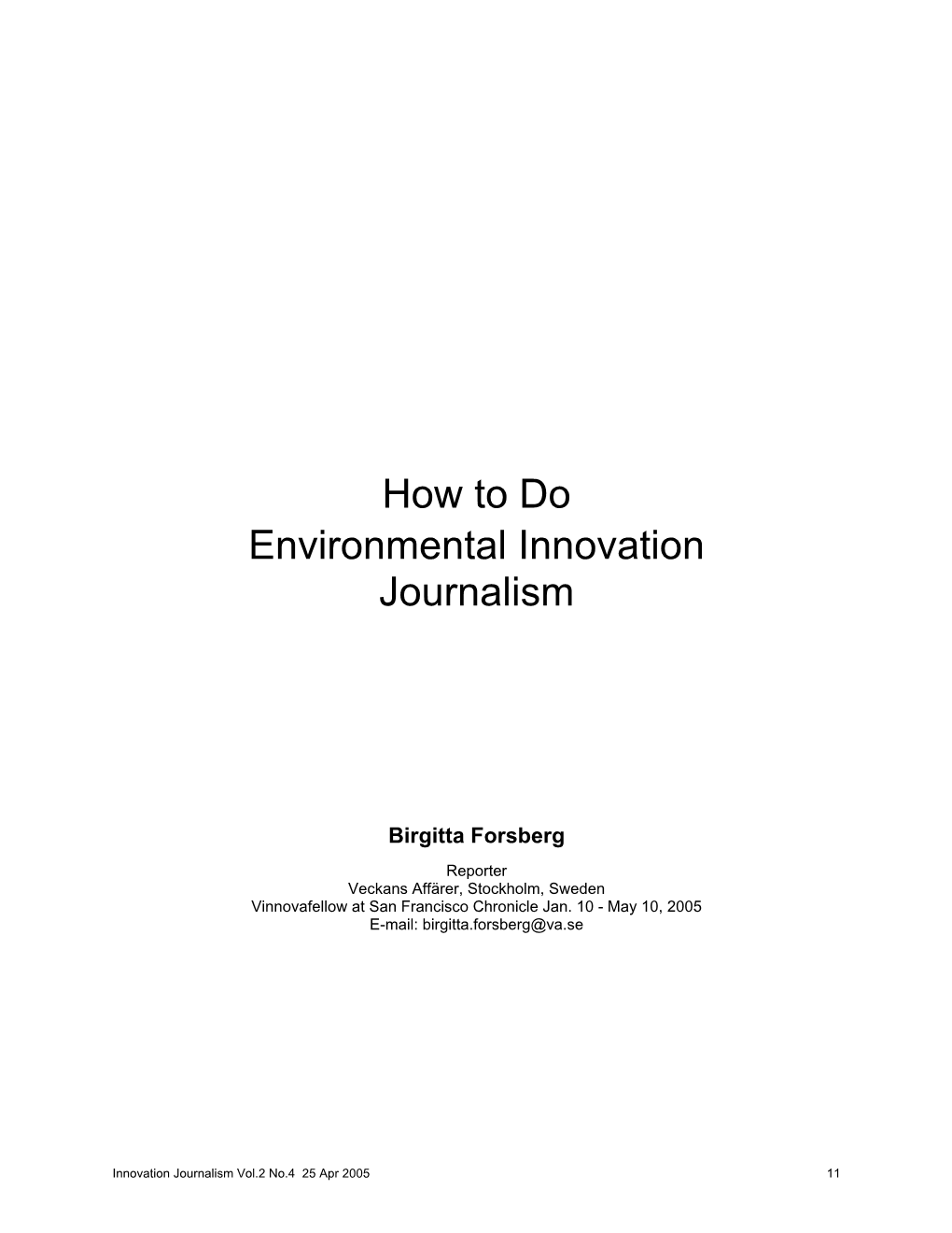 How to Do Environmental Journalism