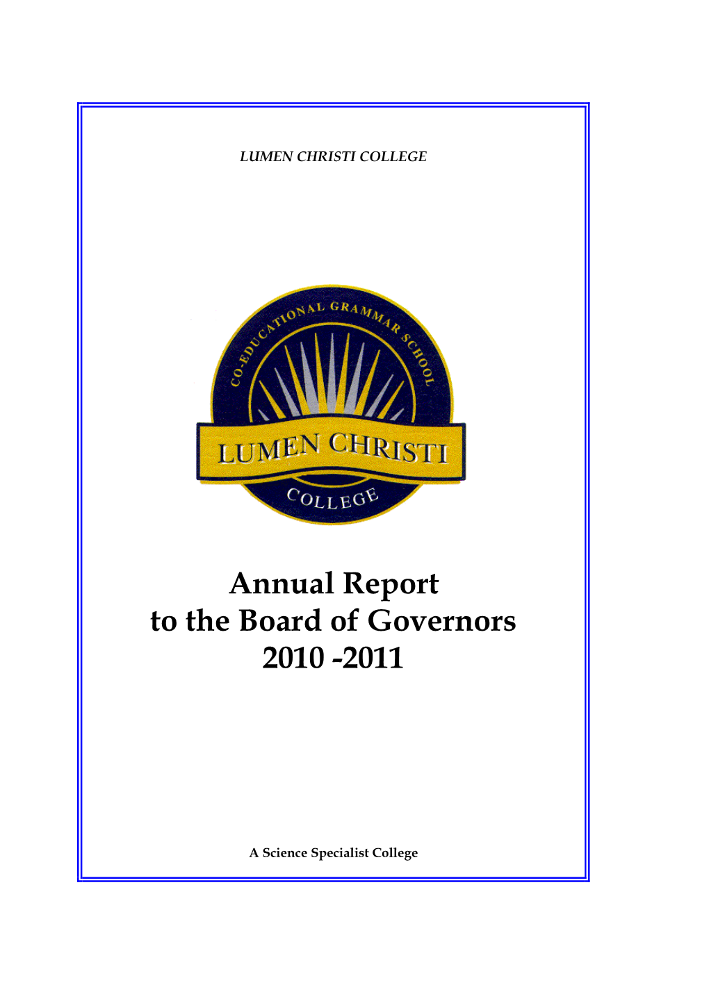 Board of Governors Report 2010-2011