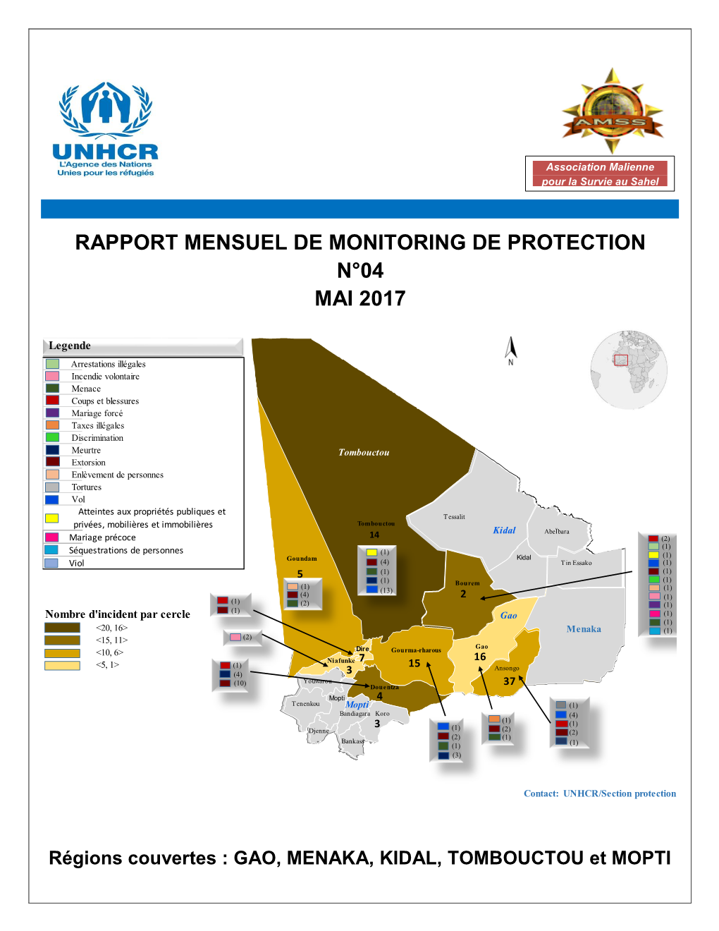 Rapport Mensuel De Monitoring De Protection N°04 Mai 2017