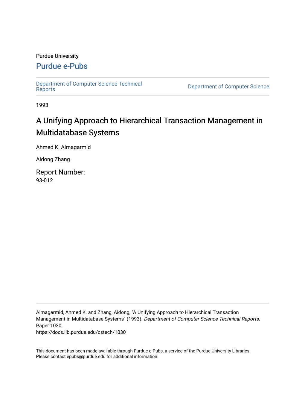 A Unifying Approach to Hierarchical Transaction Management in Multidatabase Systems