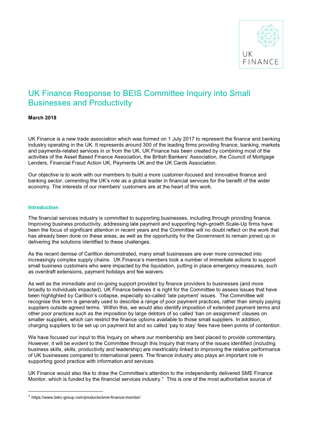 Response to BEIS Select Committee March 2018