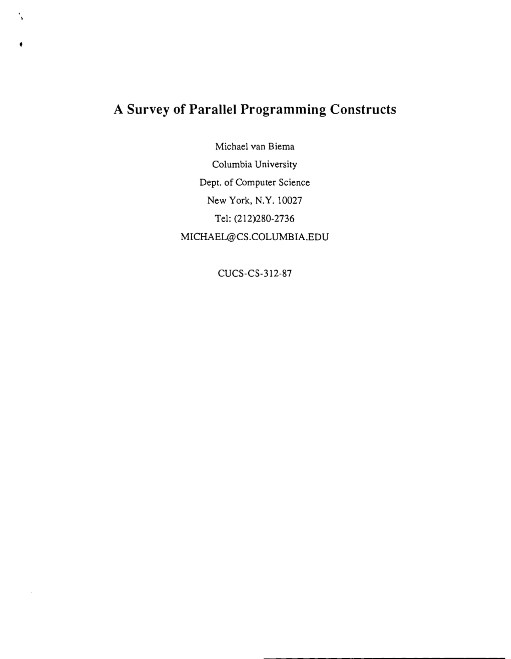 A Survey of Parallel Programming Constructs