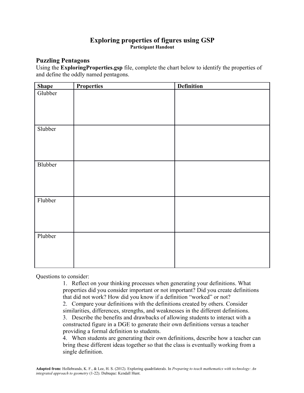 Exploring Properties of Figures Using GSP