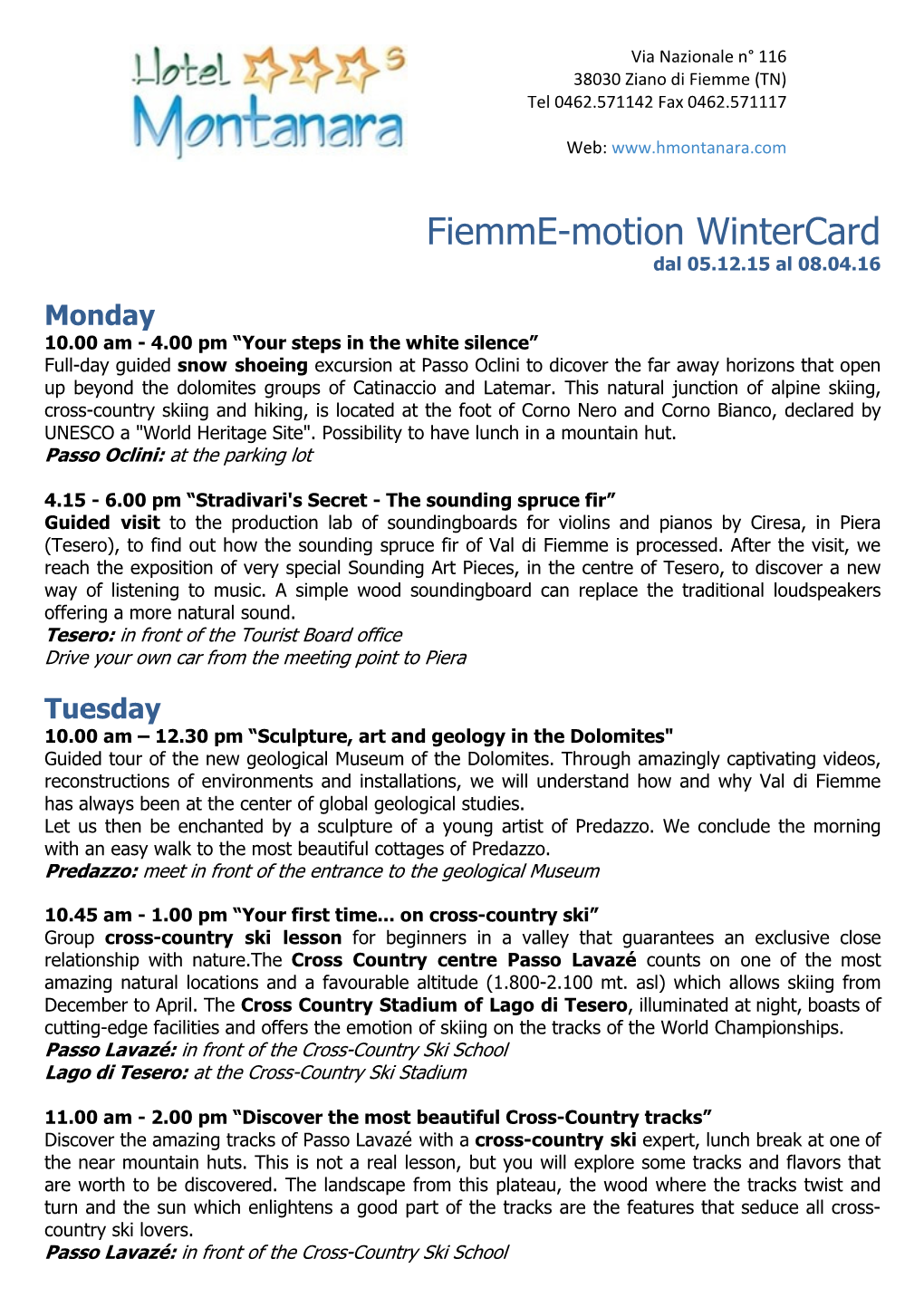 Fiemme-Motion Wintercard Dal 05.12.15 Al 08.04.16