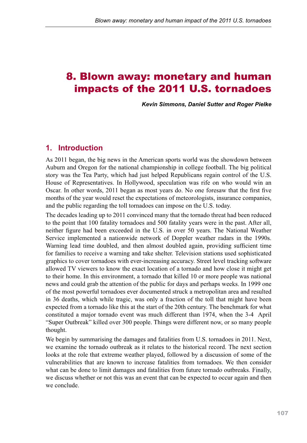 8. Blown Away: Monetary and Human Impacts of the 2011 U.S. Tornadoes