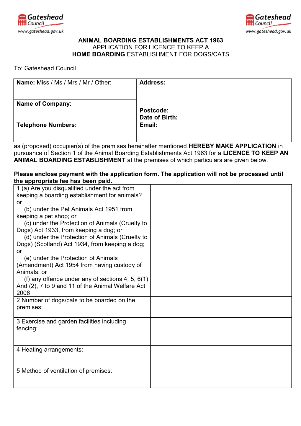 Animal Boarding Establishments Act 1963