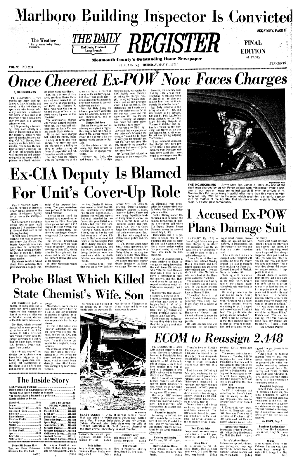 Marlboro Building Inspector Is Convicted Once Cheered Ex-Pownow Faces Charges Ex-CIA Deputy Is Blamed for Unit's Cover-Up Role