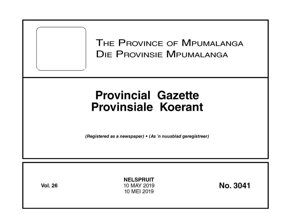 Provincial Gazette Provinsiale Koerant