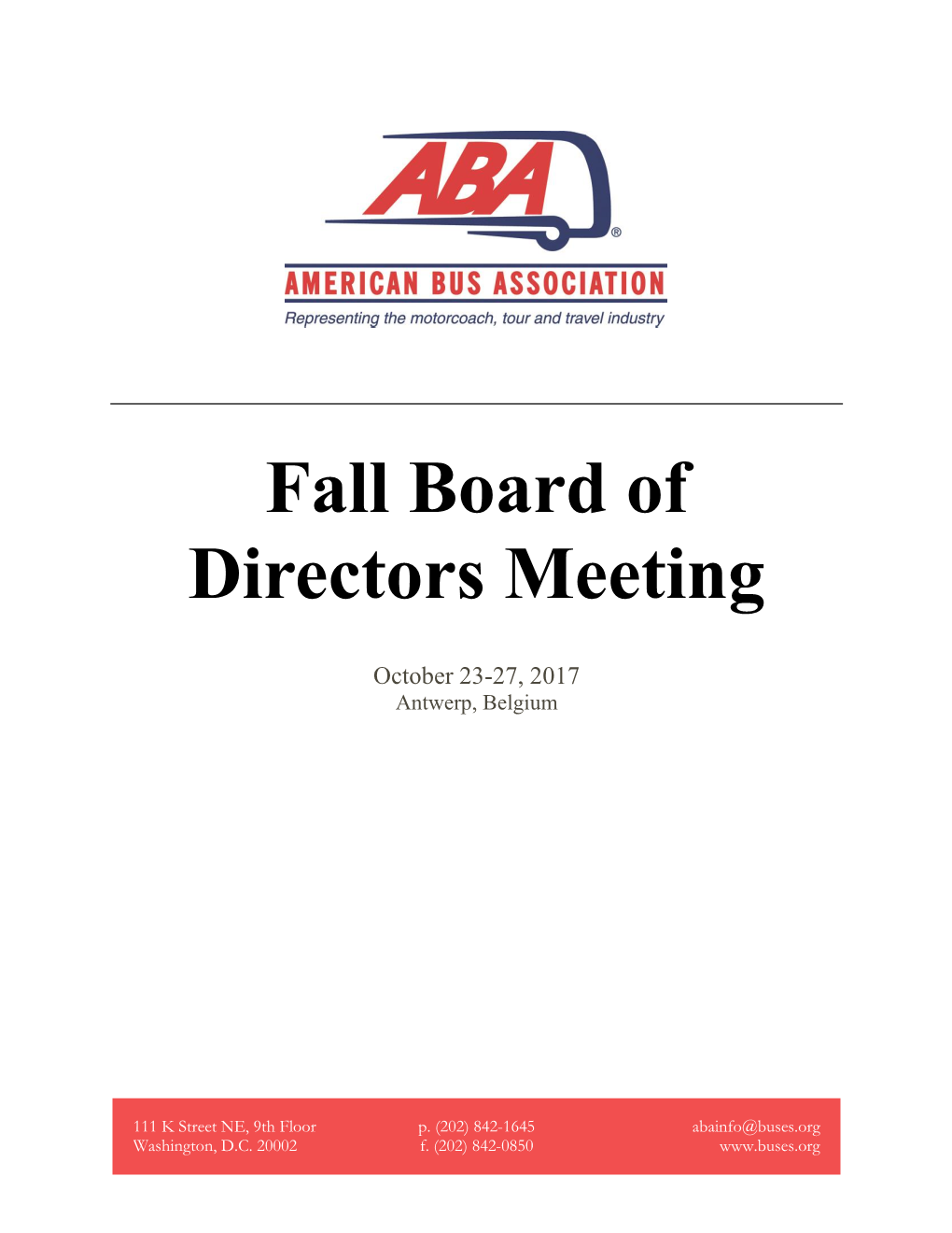 Fall Board of Directors Meeting
