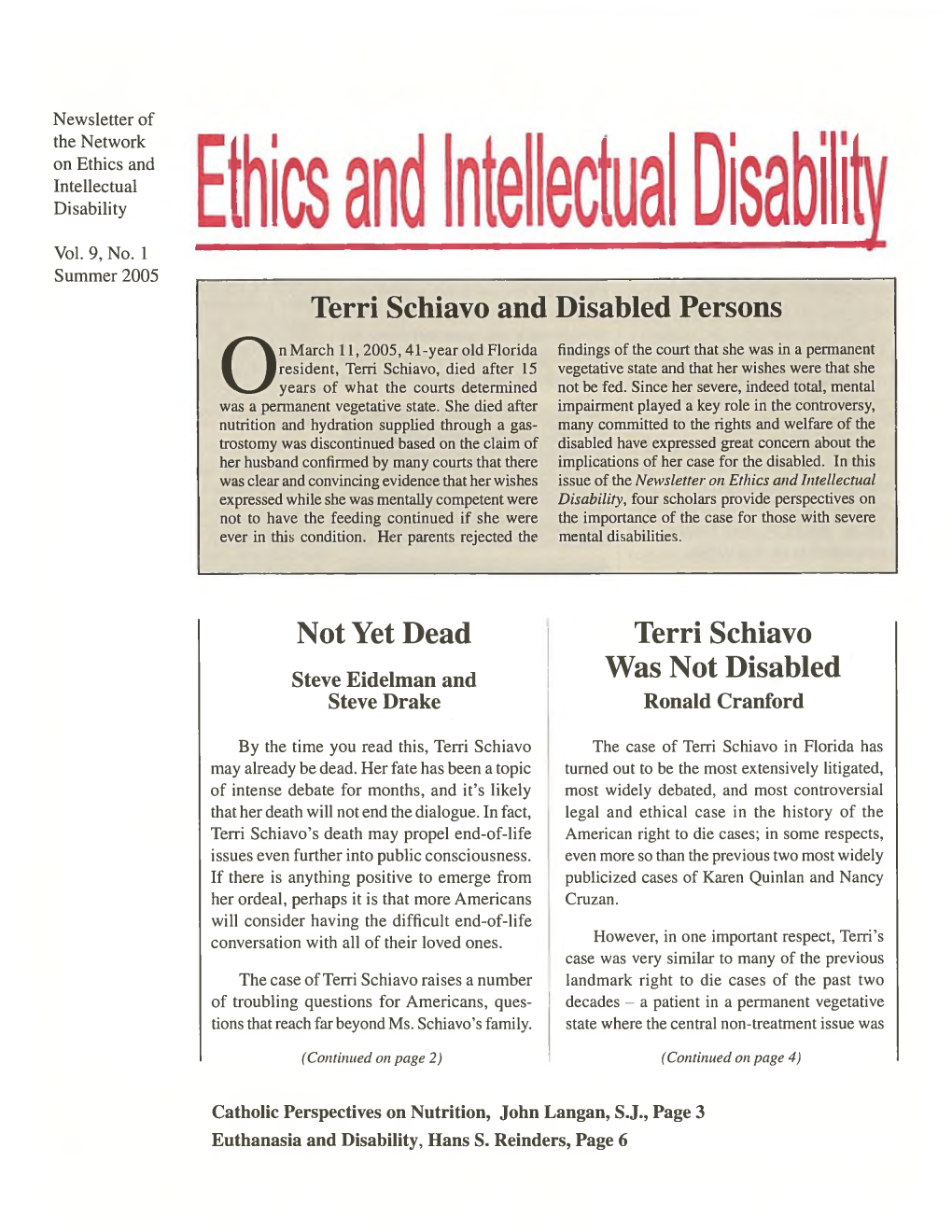 Terri Schiavo and Disabled Persons