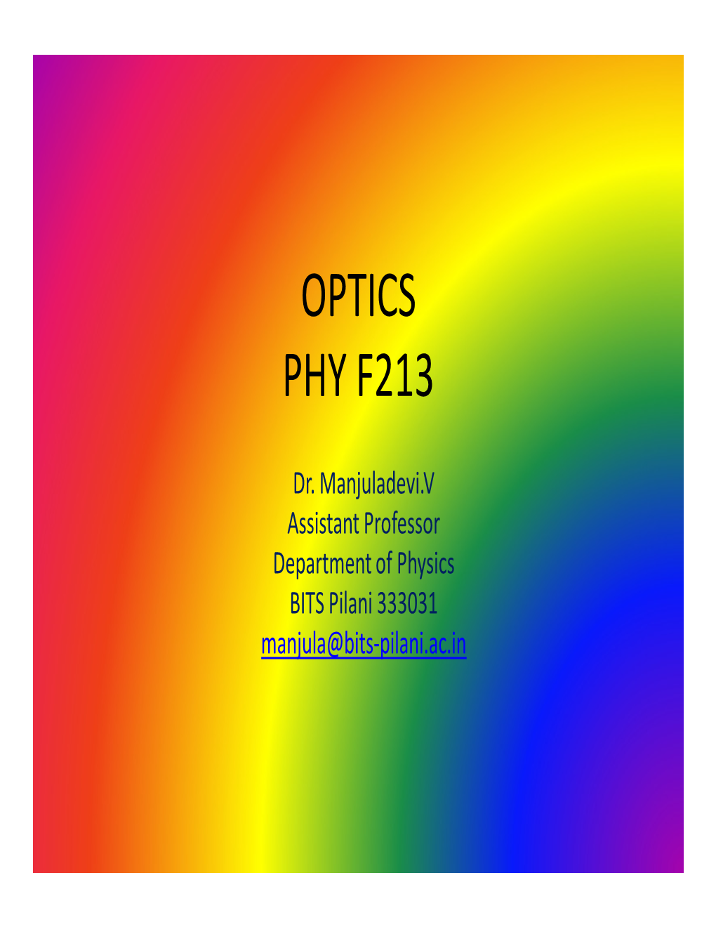 Optics Phy F213