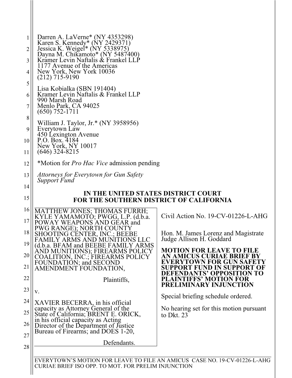 Everytown Amicus Brief in Support of Defendants' Opposition to Plaintiffs