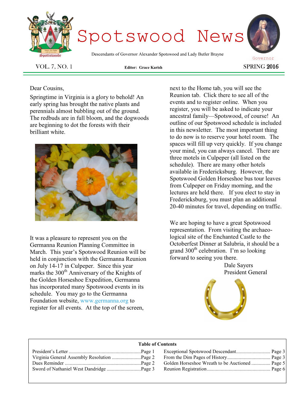 Spotswood Newsletter Spring 2016