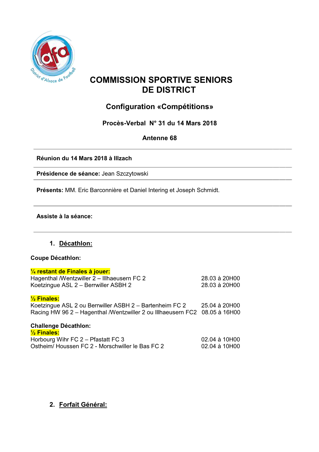 Commission Sportive Seniors De District