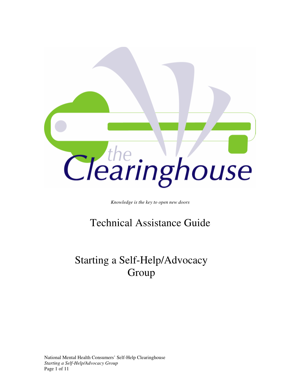 Technical Assistance Guide Starting a Self-Help/Advocacy Group