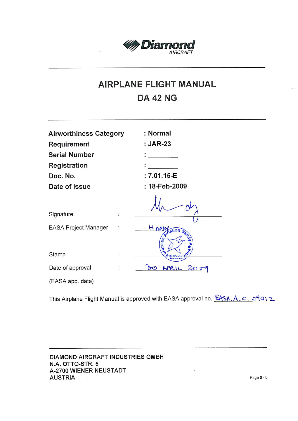 DA 42 NG AFM Introduction Page 0