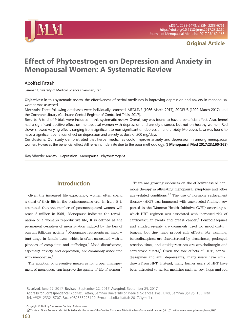 Effect of Phytoestrogen on Depression and Anxiety in Menopausal Women: a Systematic Review