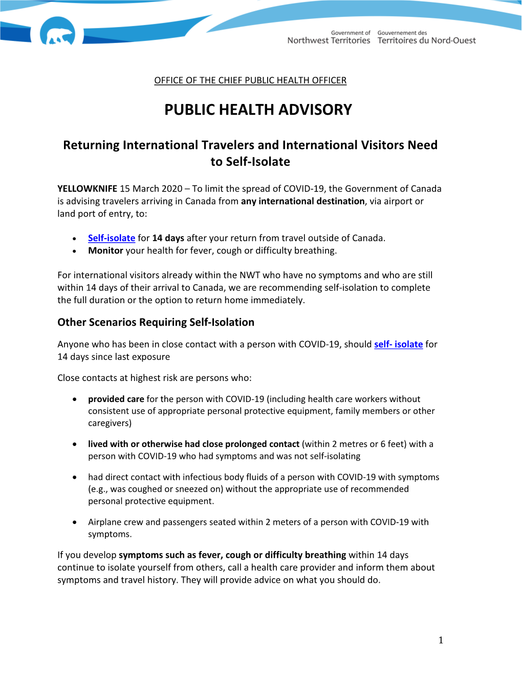 Public Health Advisory