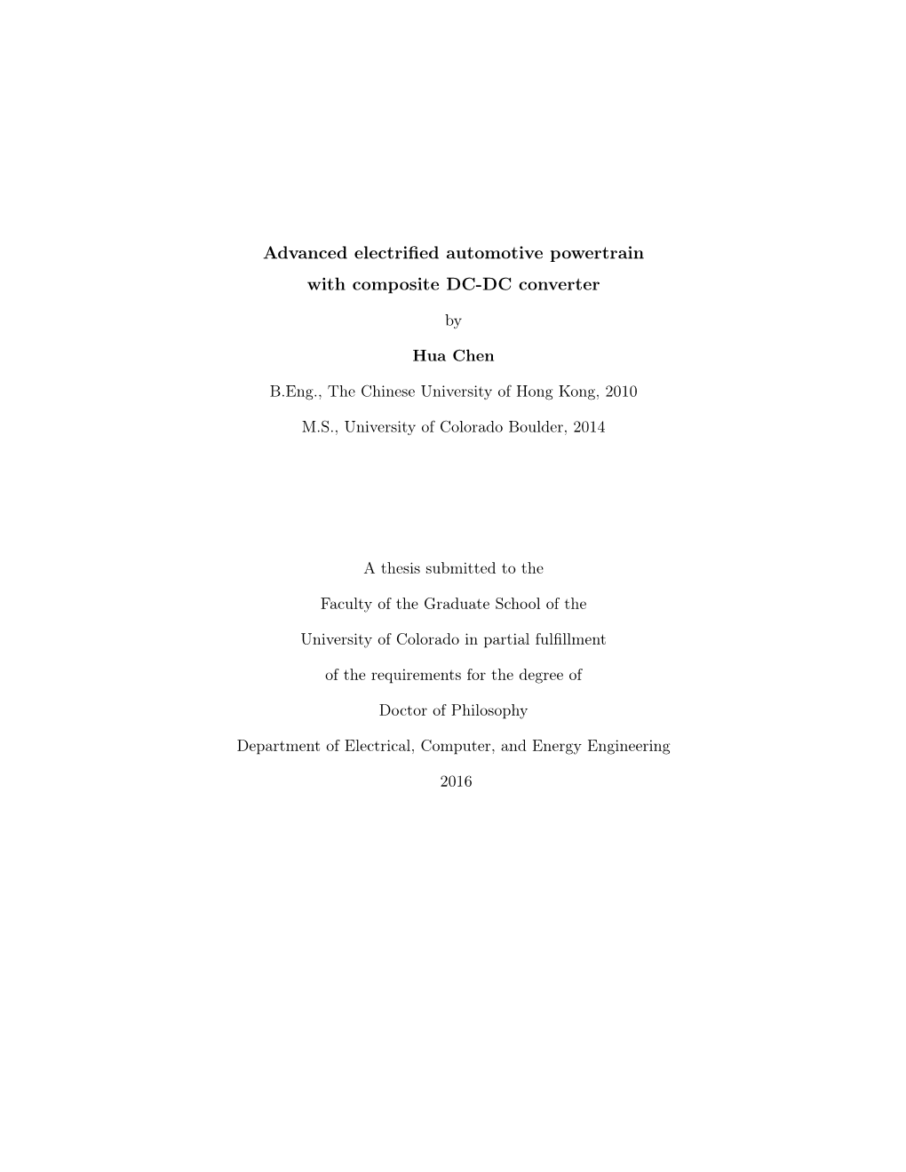 Advanced Electrified Automotive Powertrain with Composite DC-DC