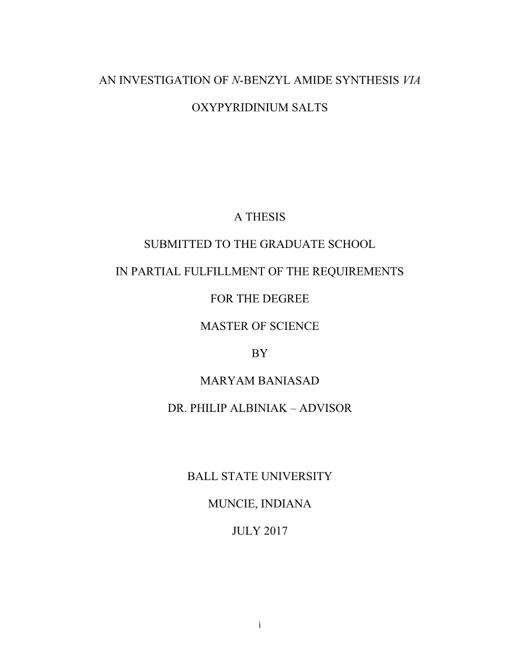 Benzyl Amide Synthesis Via