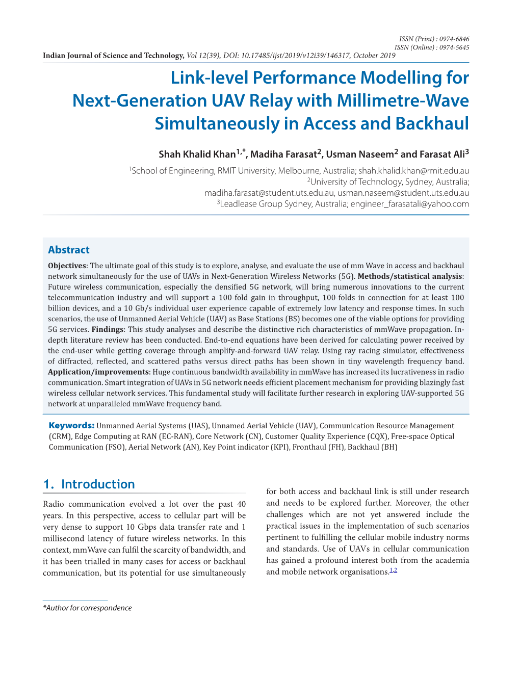 Link‐Level Performance Modelling for Next-Generation UAV Relay with Millimetre‐Wave Simultaneously in Access and Backhaul