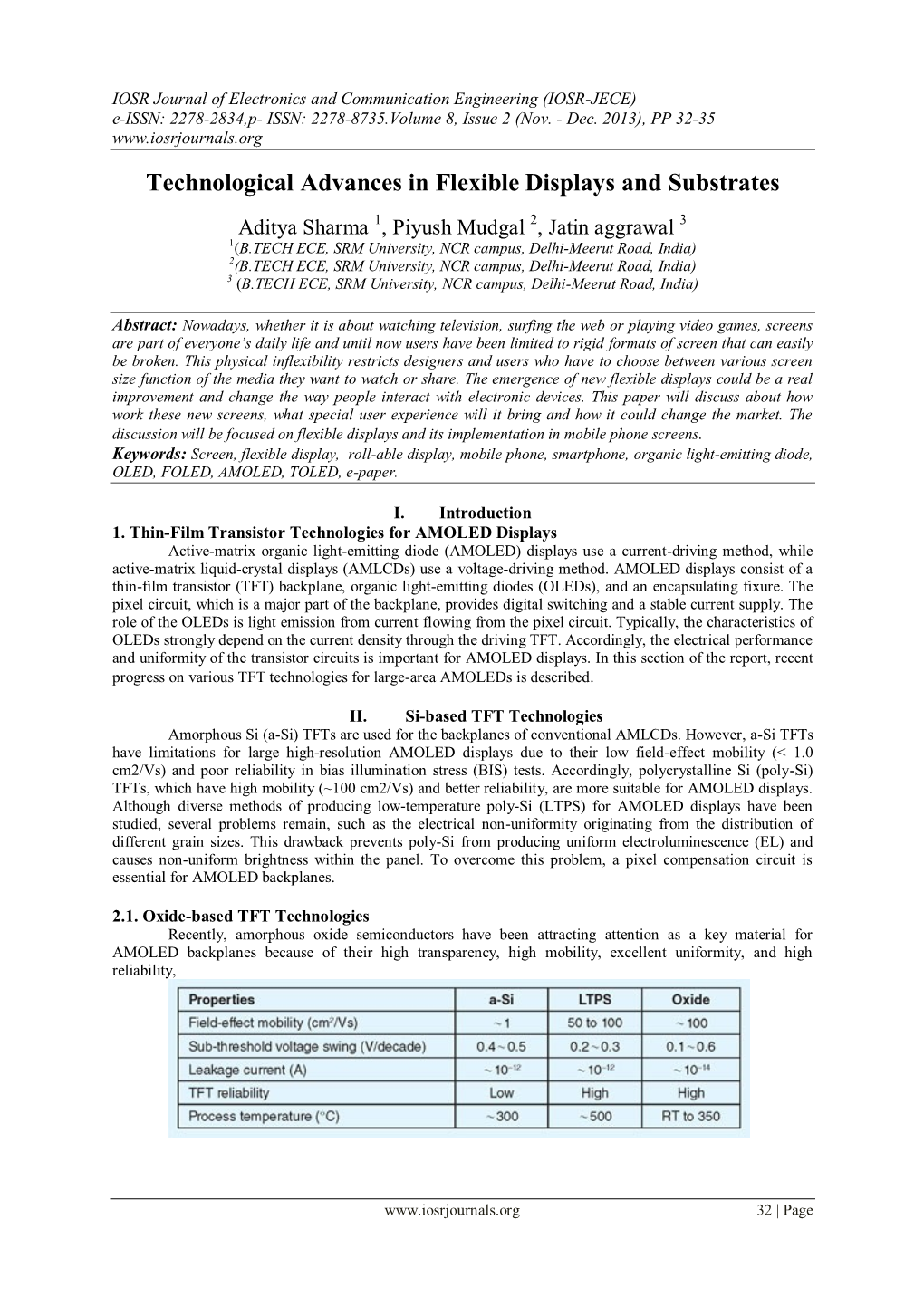 Technological Advances in Flexible Displays and Substrates