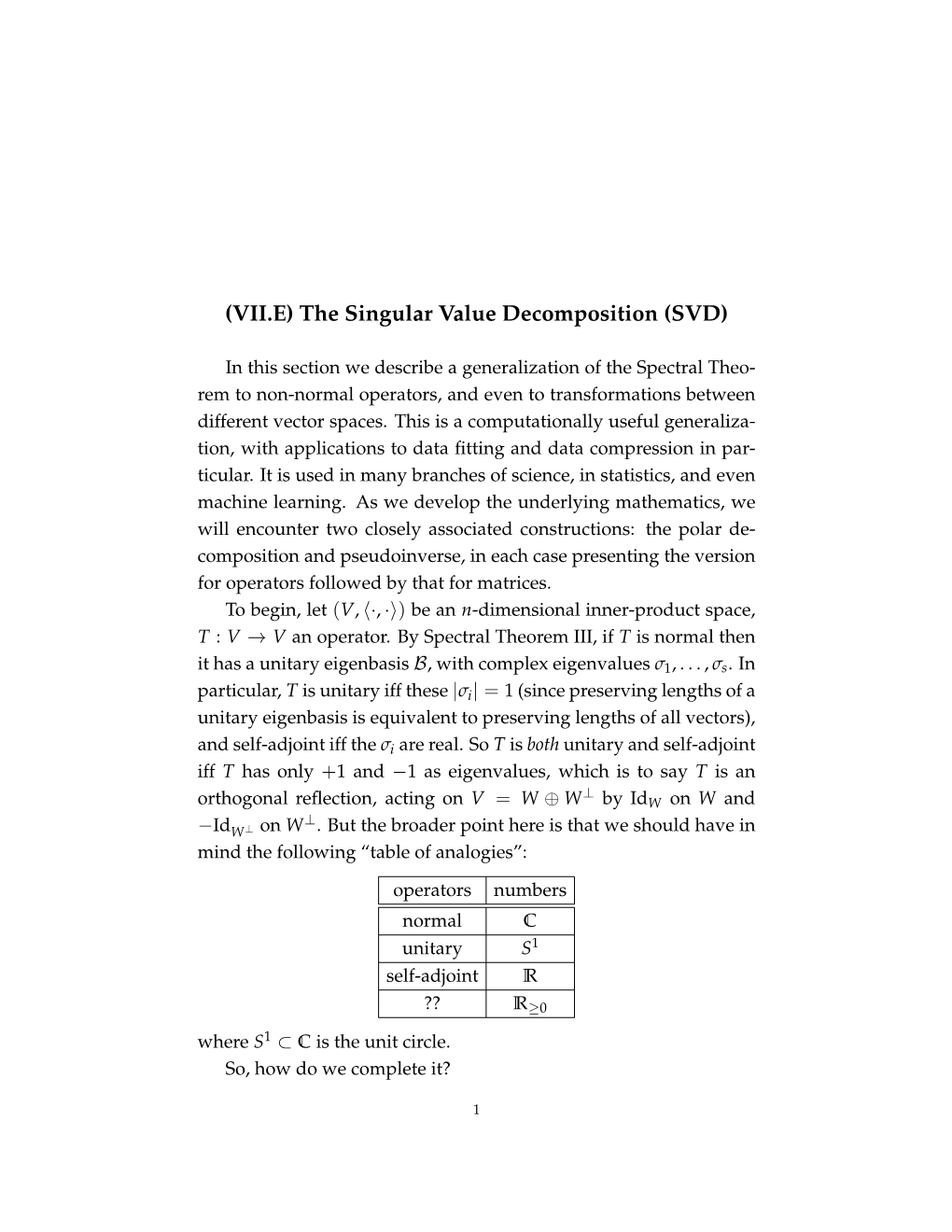 VII.E) the Singular Value Decomposition (SVD