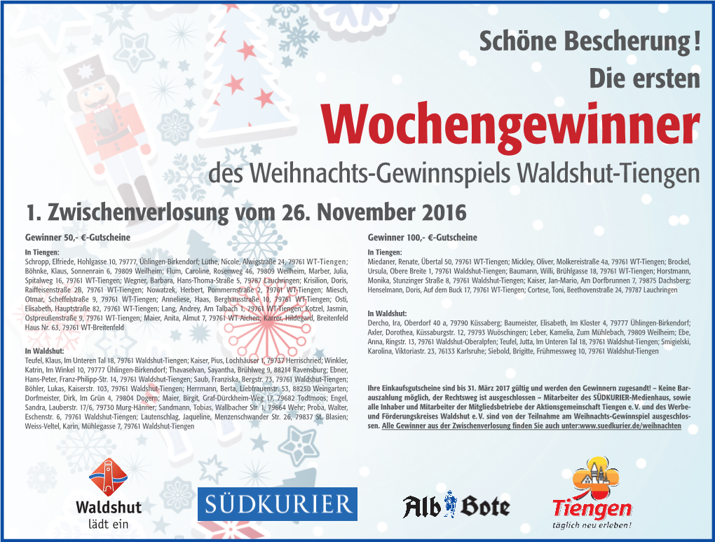 Wochengewinner Des Weihnachts-Gewinnspiels Waldshut-Tiengen 1