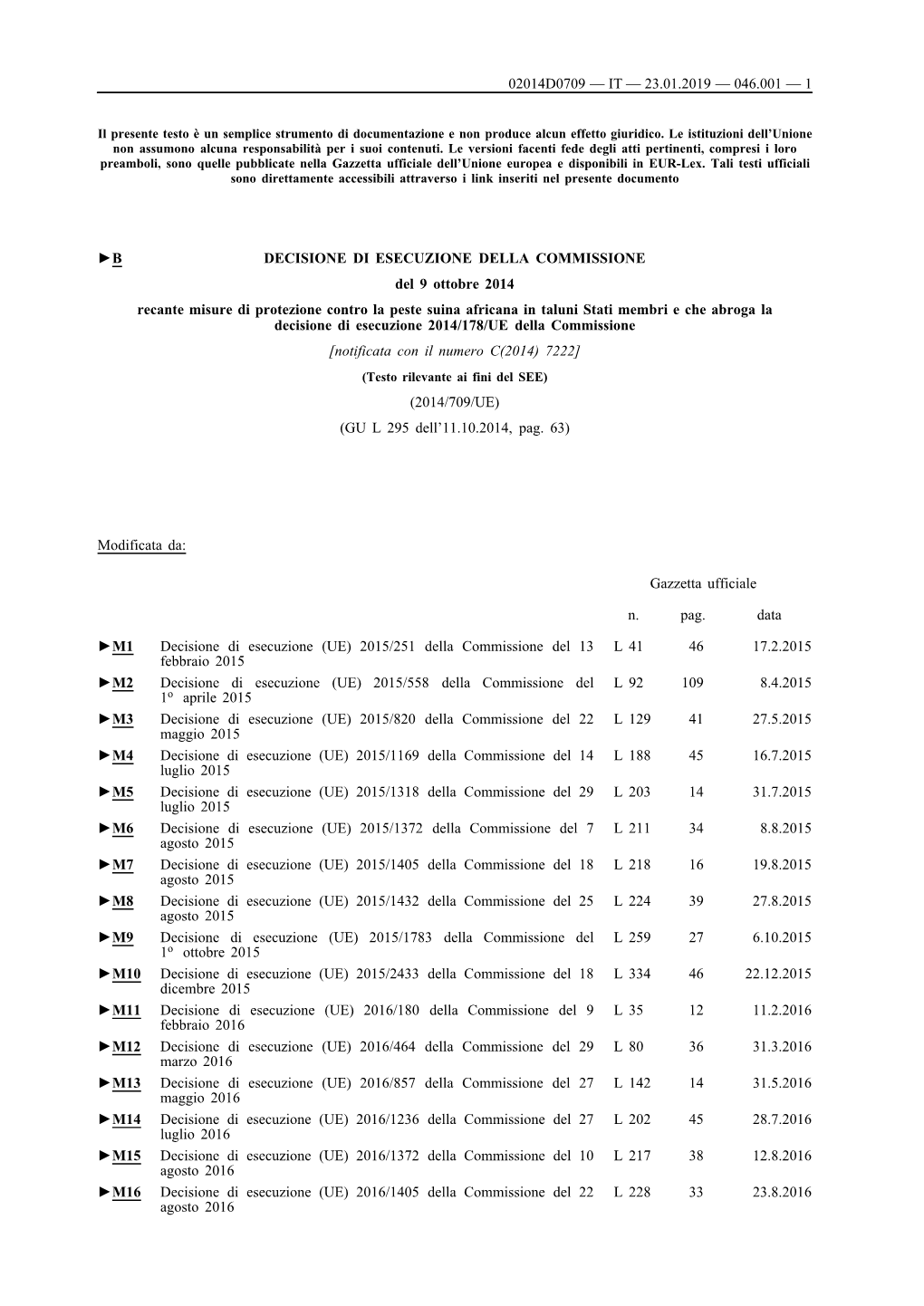 B DECISIONE DI ESECUZIONE DELLA COMMISSIONE Del