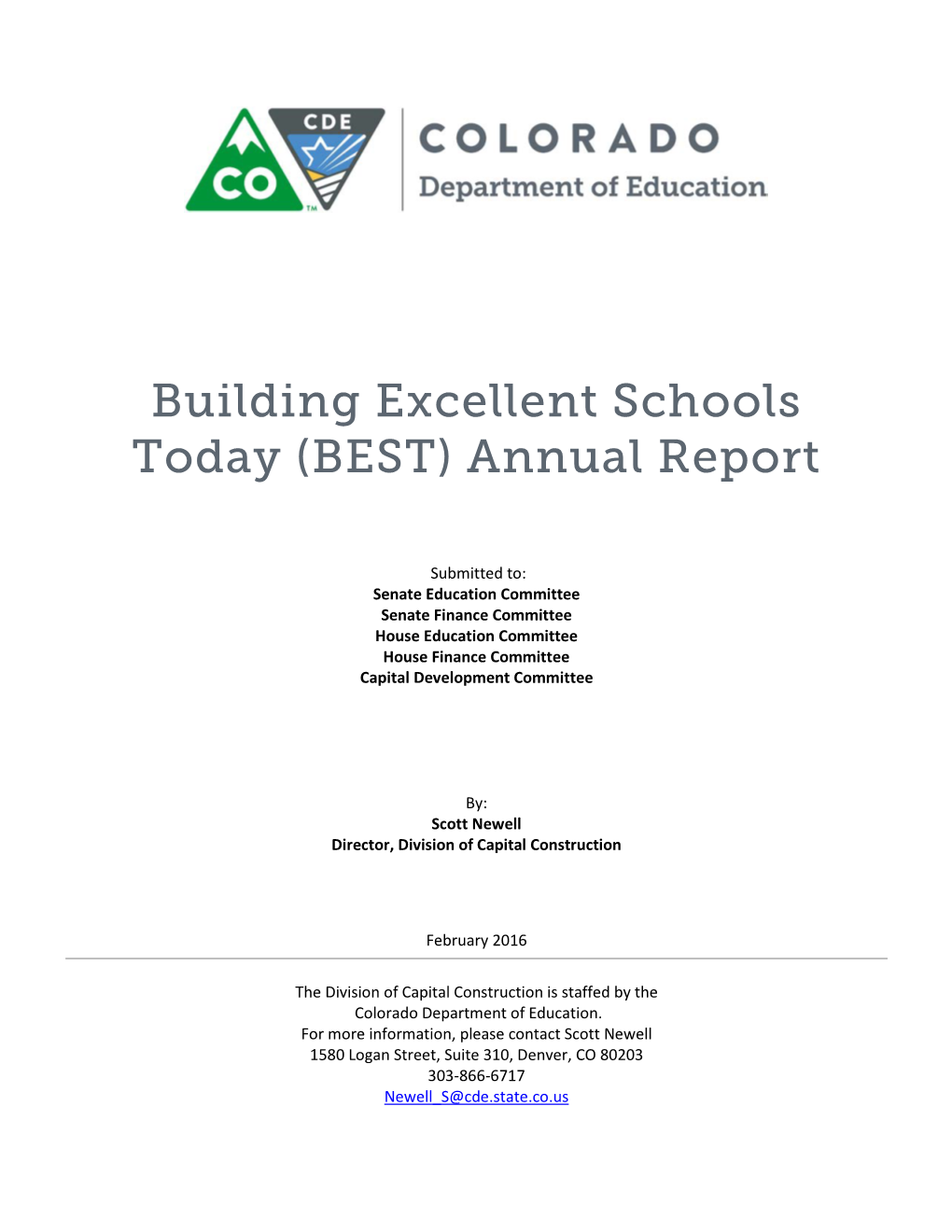 Building Excellent Schools Today (BEST) Annual Report