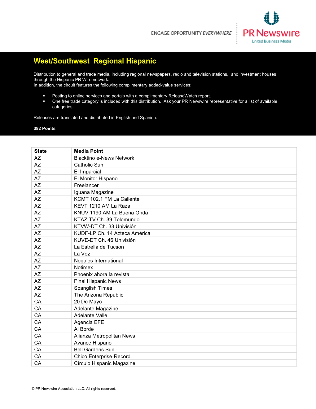 West/Southwest Regional Hispanic