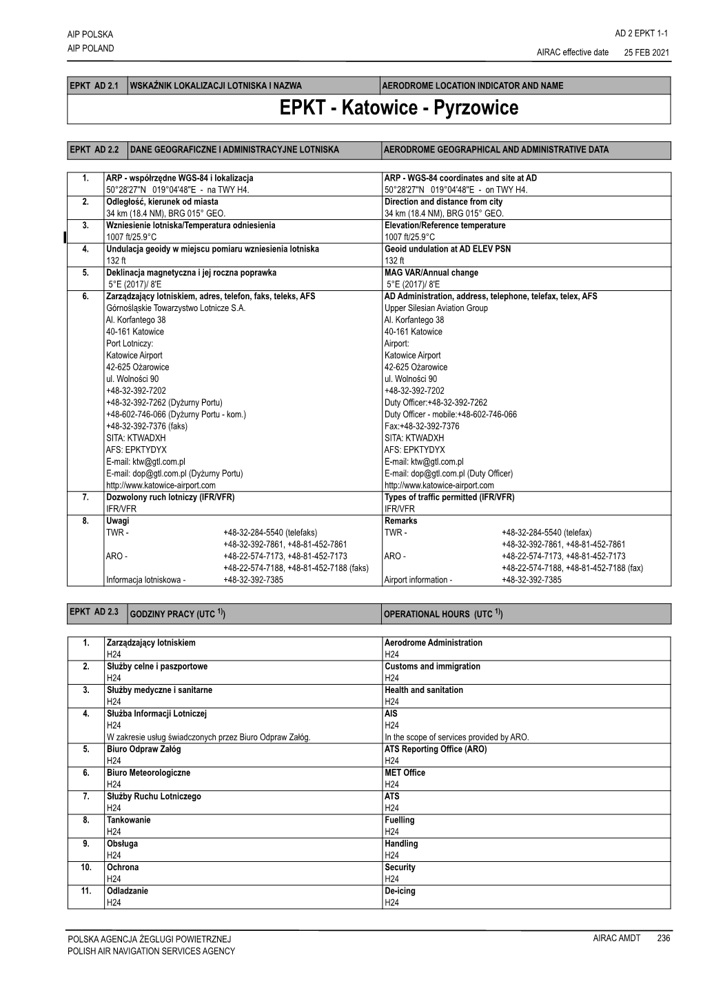 EPKT 1-1 AIP POLAND AIRAC Effective Date 25 FEB 2021