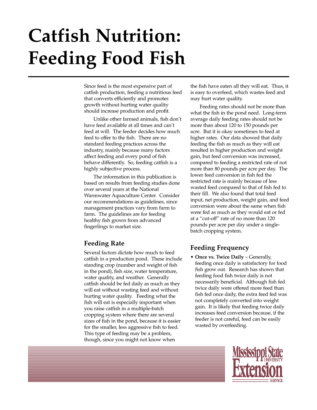 P2414 Catfish Nutrition: Feeding Food Fish