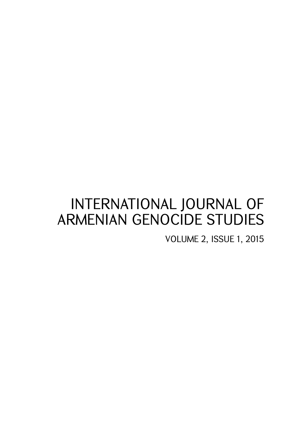 JOURNAL of ARMENIAN GENOCIDE New Eng Ed(1) (1).Indd