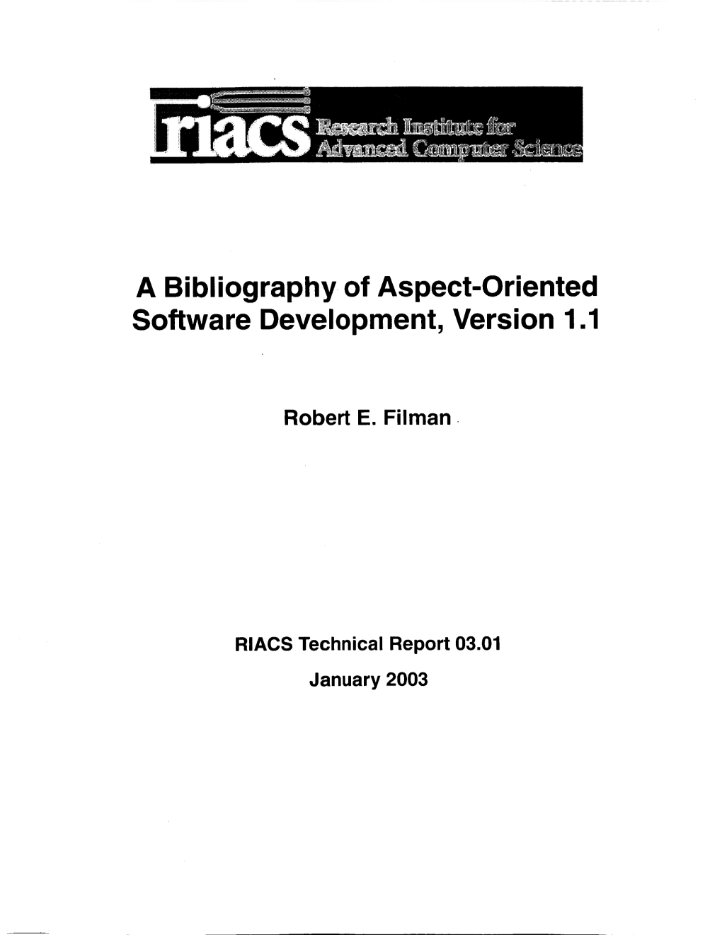 A Bibliography of Aspect-Oriented Software Development, Version 1 .I