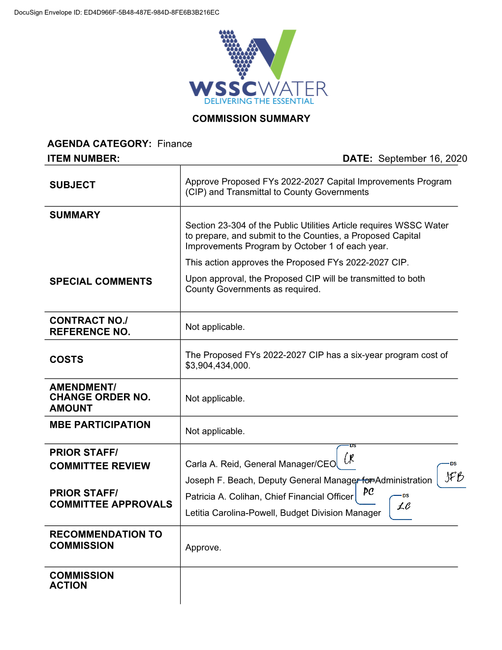 Officials of Maryland Counties Served by WSSC