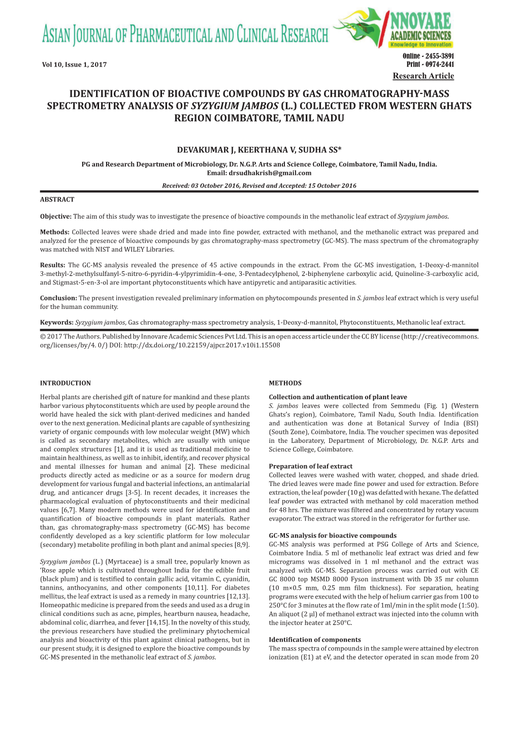 Identification of Bioactive Compounds by Gas Chromatography-Mass