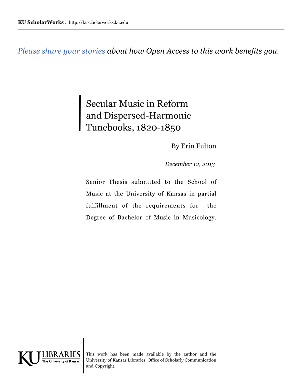 Secular Music in Reform and Dispersed-Harmonic Tunebooks, 1820-1850