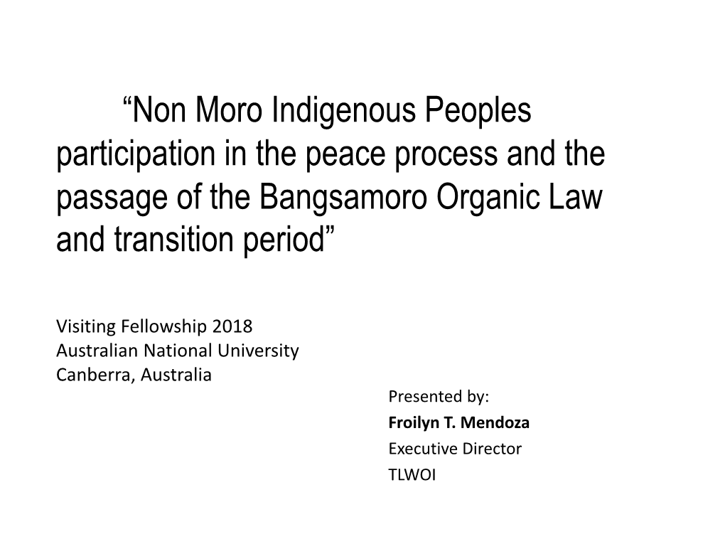 Status of Indigenous Peoples in Mindanao and In