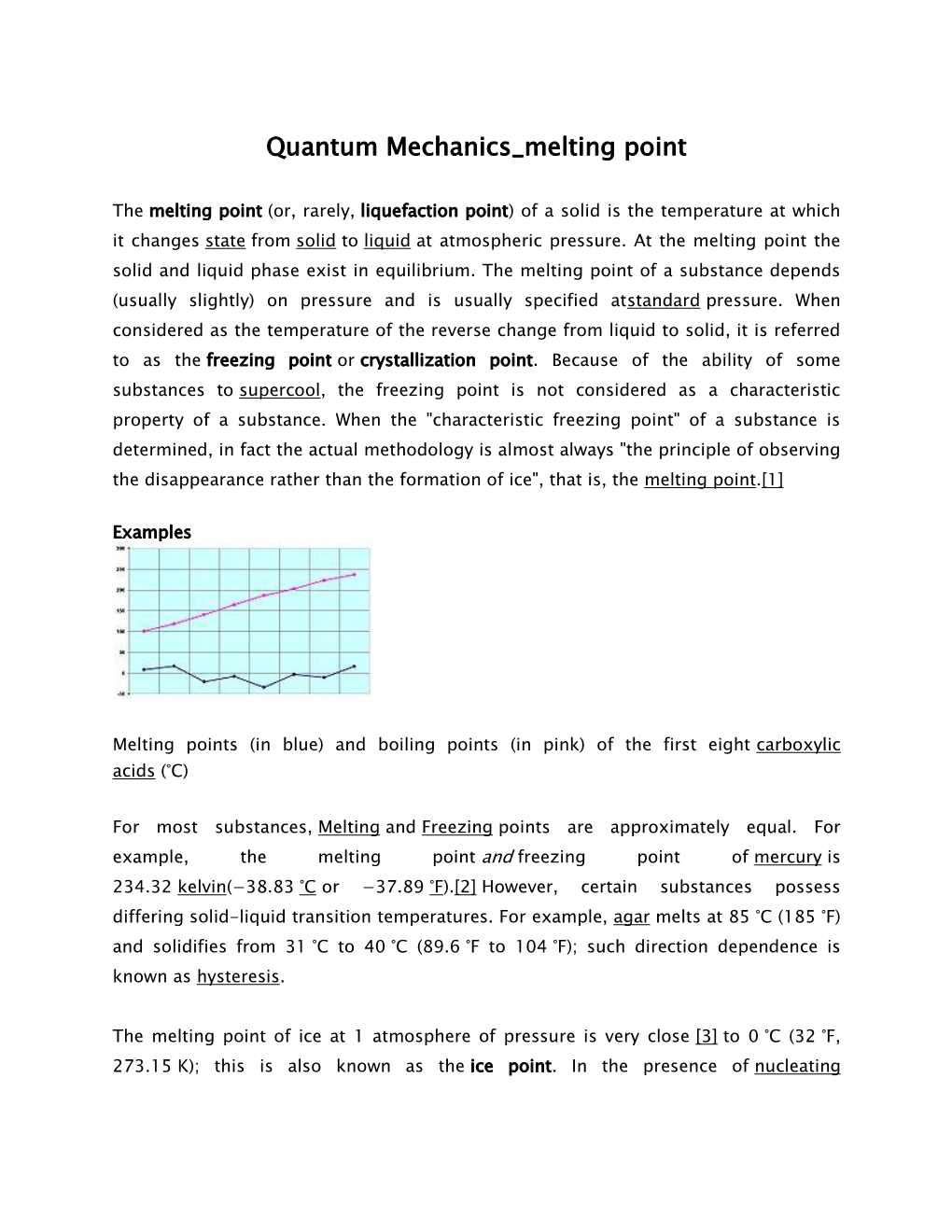 Quantum Mechanics Melting Point