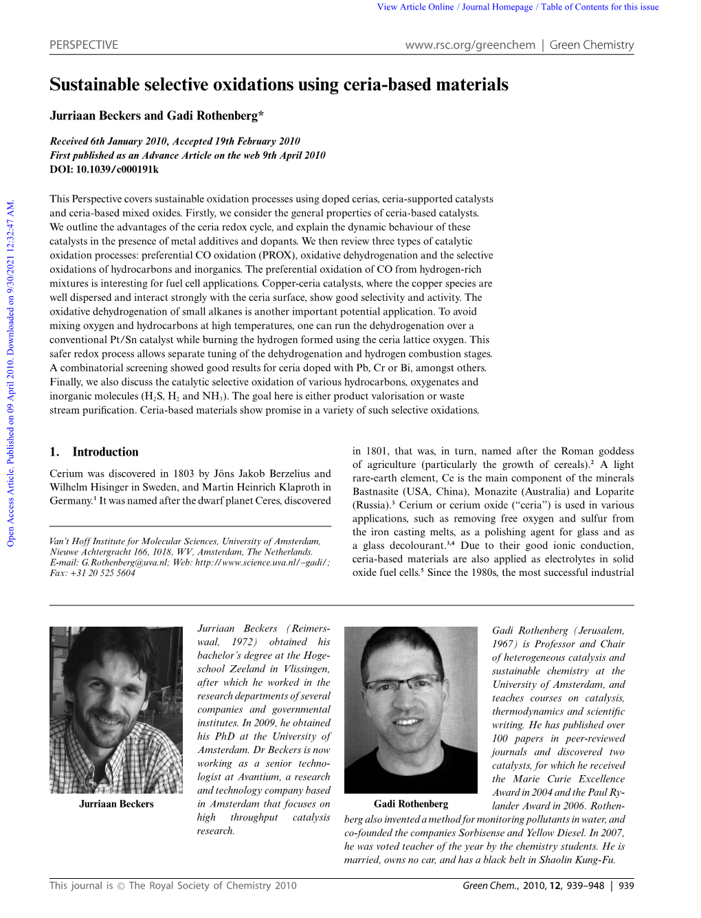 Sustainable Selective Oxidations Using Ceria-Based Materials