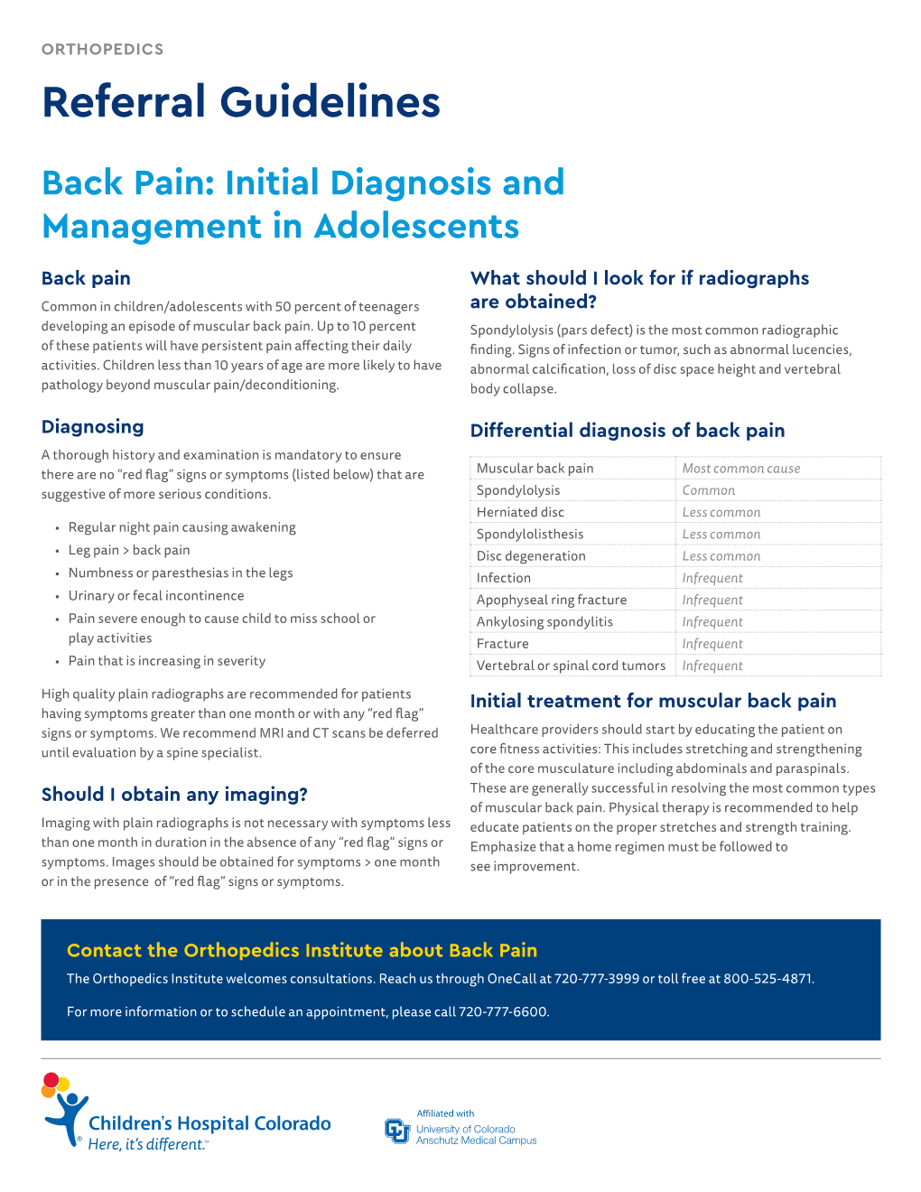 Back Pain Referral Guidelines