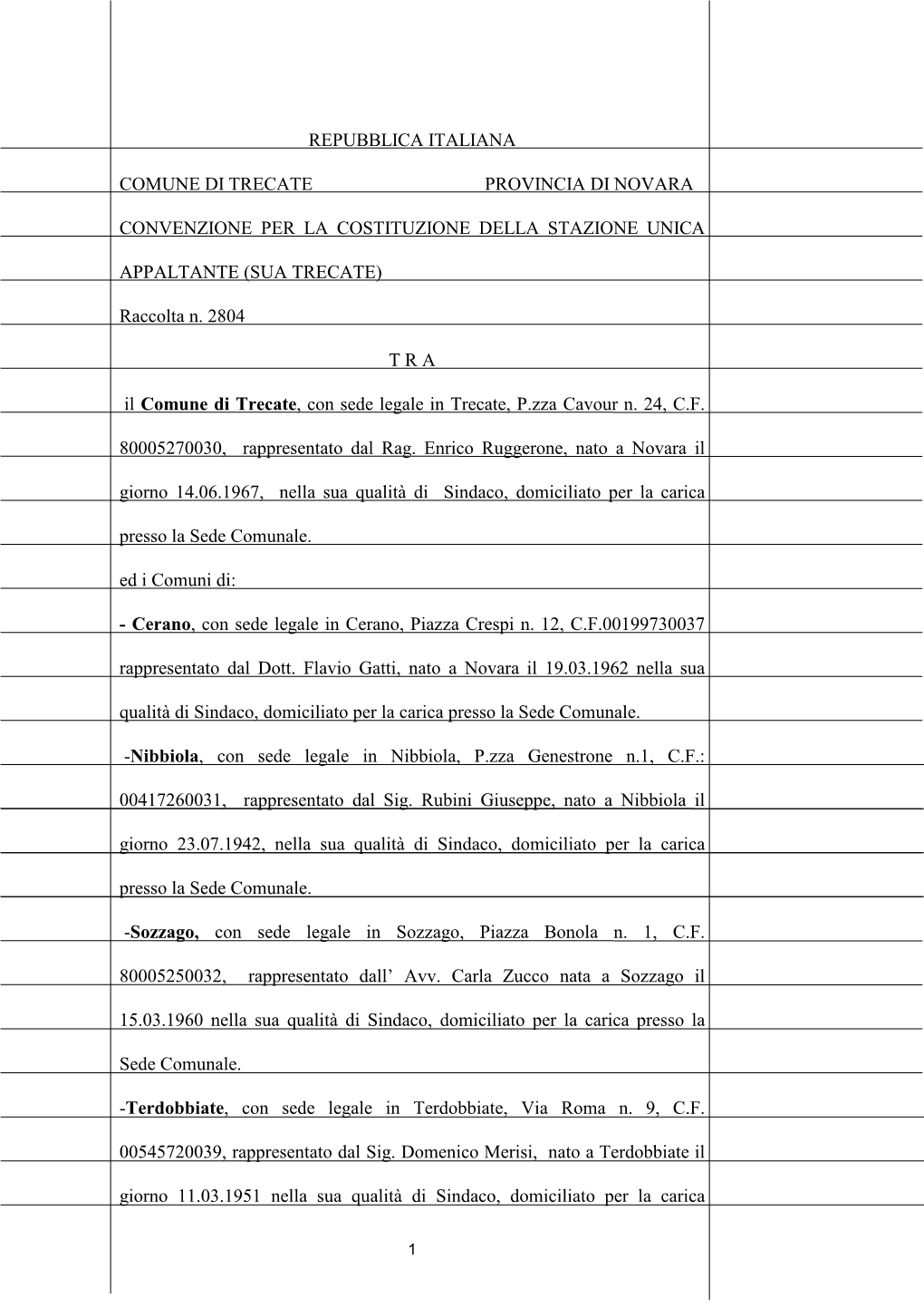 Repubblica Italiana Comune Di Trecate Provincia Di Novara