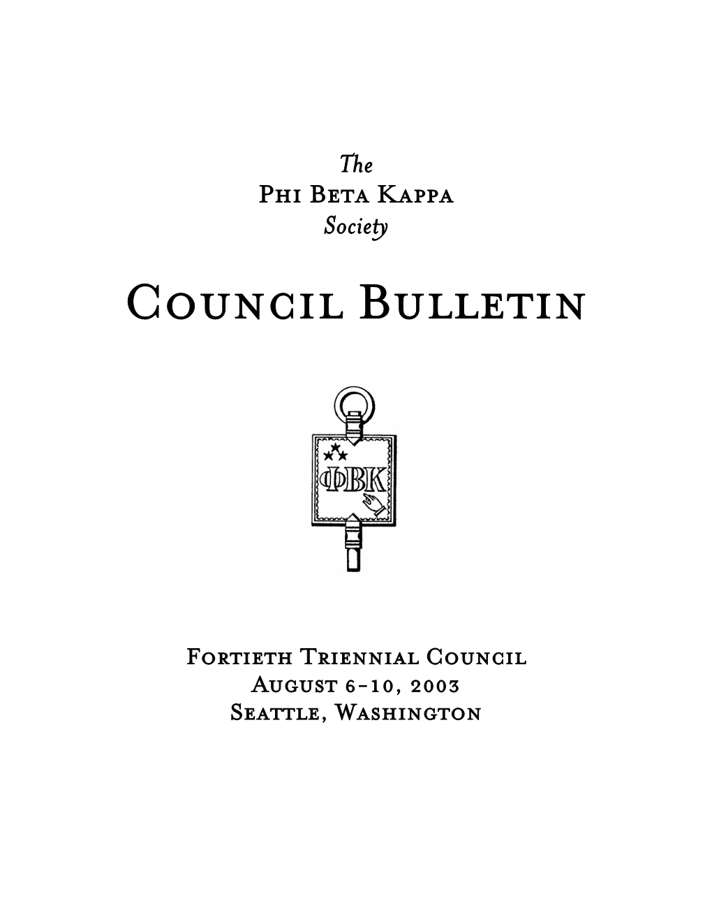 1-40Th Council Bulletin-Table of Contents