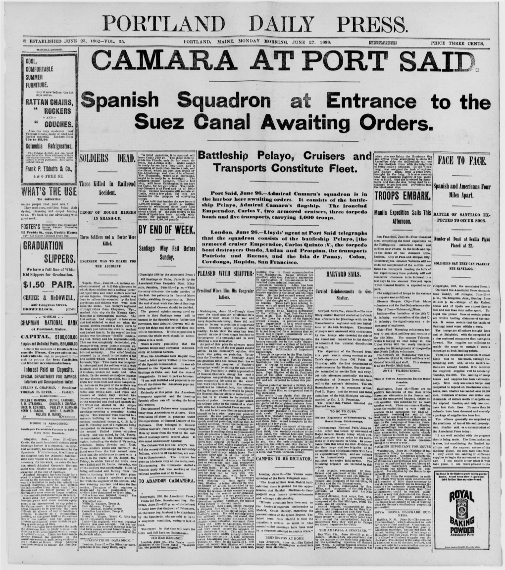Portland Daily Press: June 27, 1898