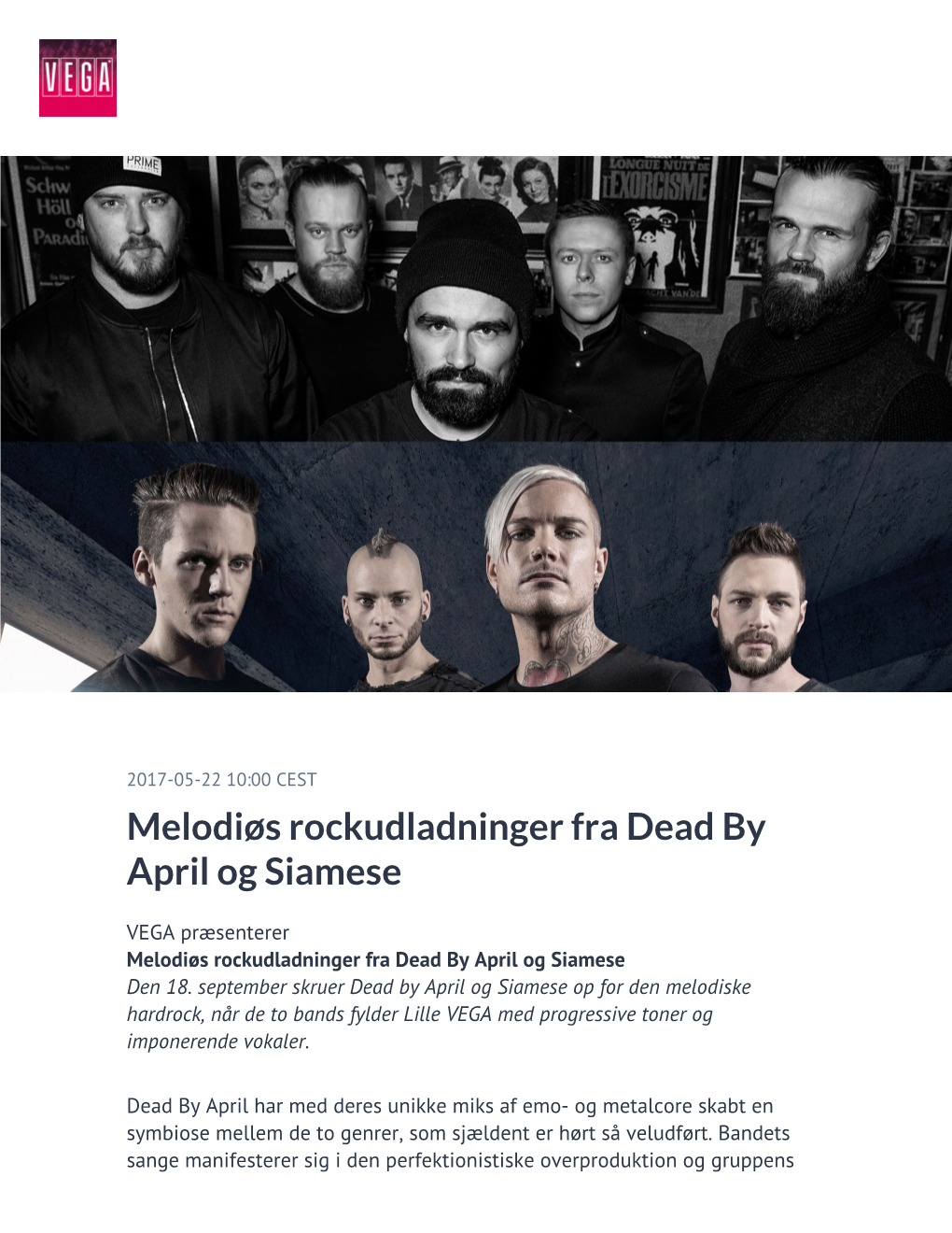 ​Melodiøs Rockudladninger Fra Dead by April Og Siamese