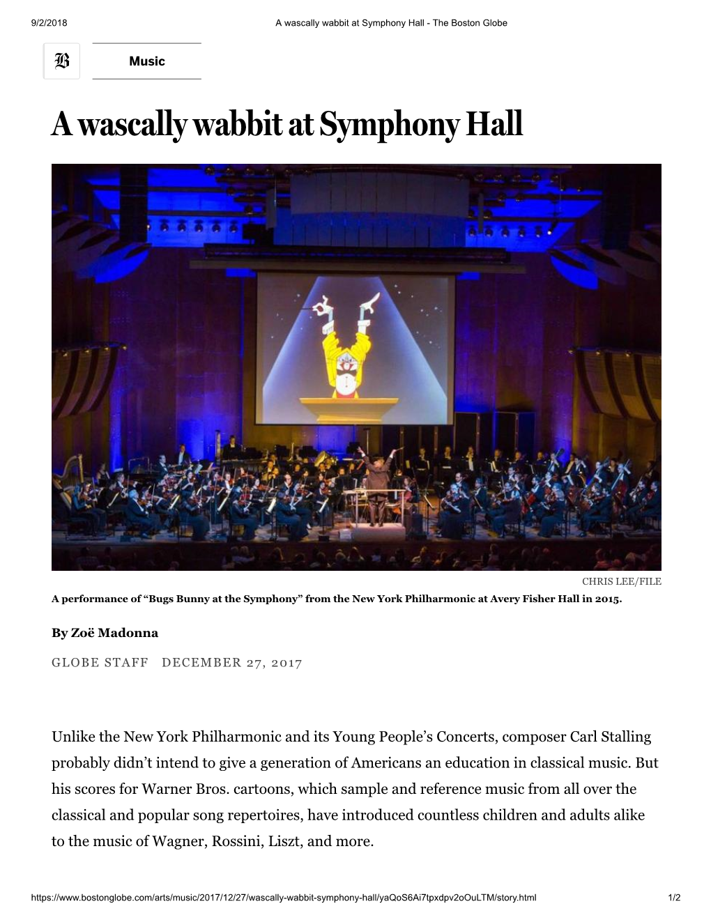 A Wascally Wabbit at Symphony Hall - the Boston Globe