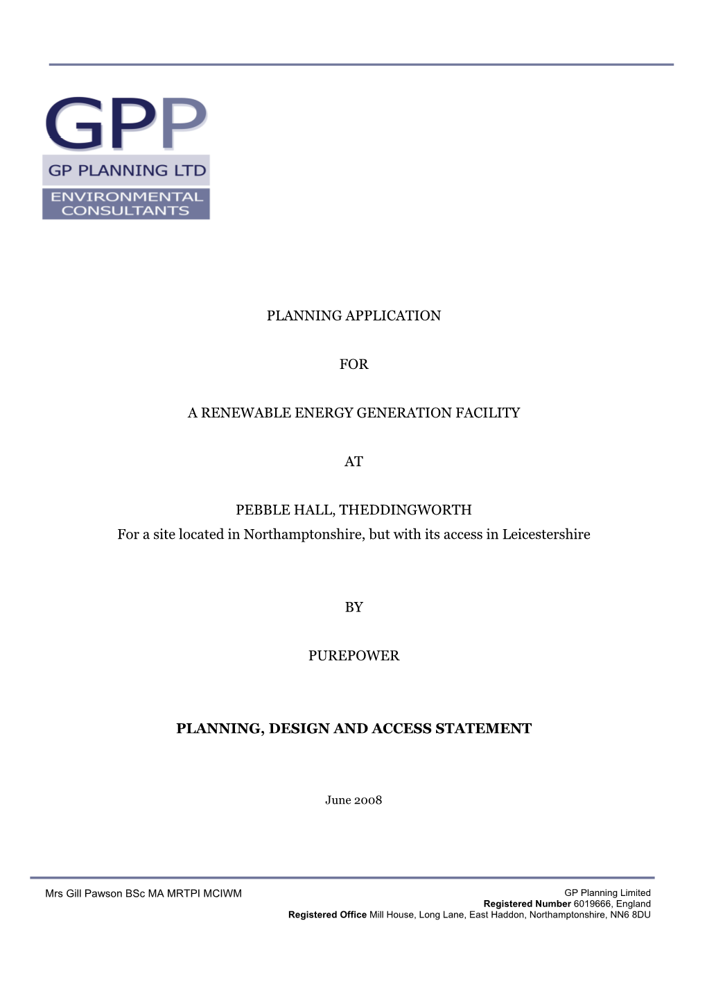 Planning Application for a Renewable Energy