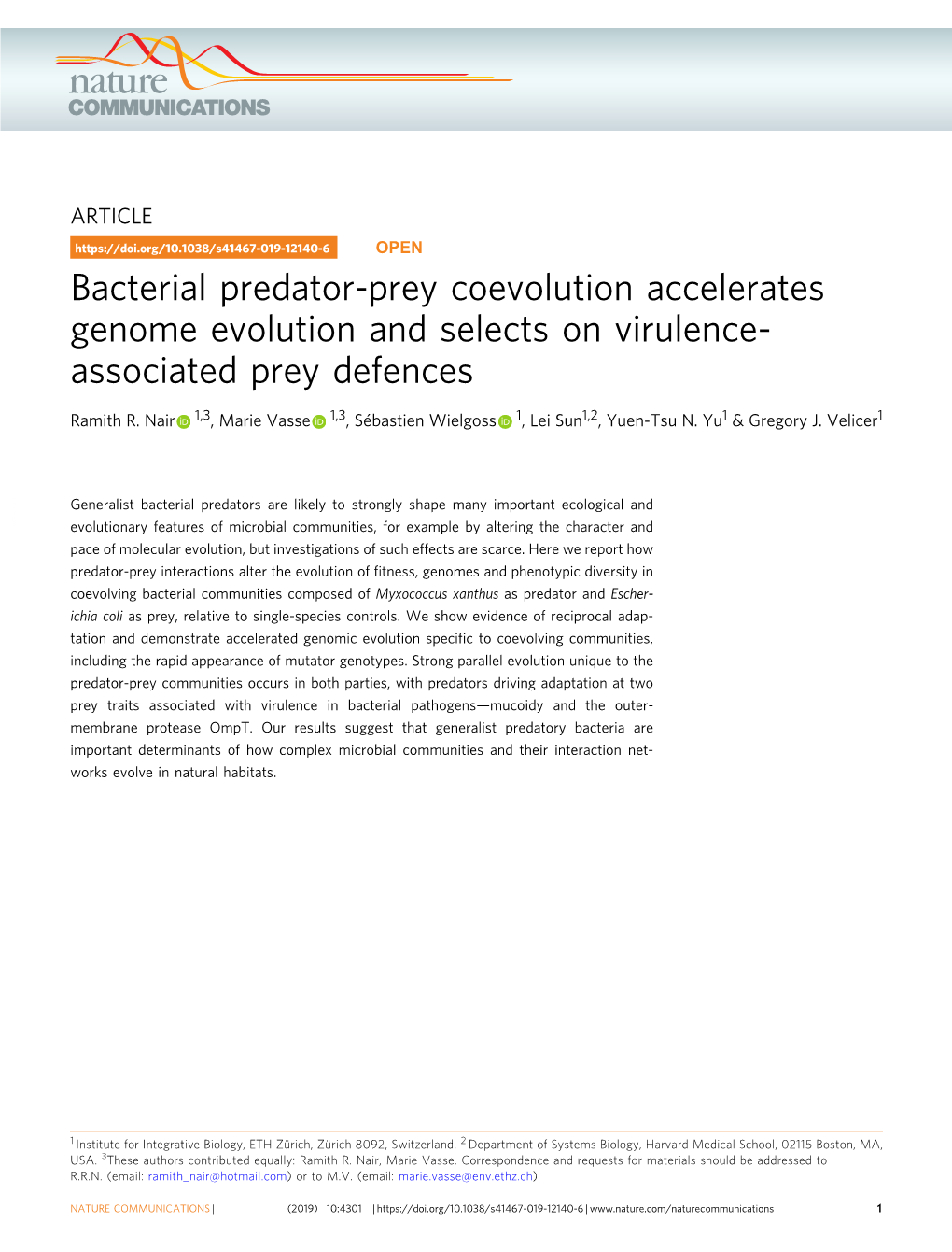 Bacterial Predator-Prey Coevolution Accelerates Genome Evolution and Selects on Virulence- Associated Prey Defences