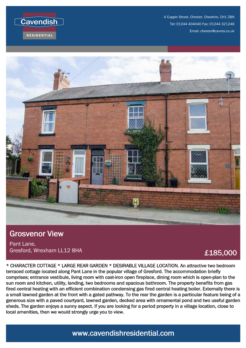 Grosvenor View Pant Lane, Gresford, Wrexham LL12 8HA £185,000